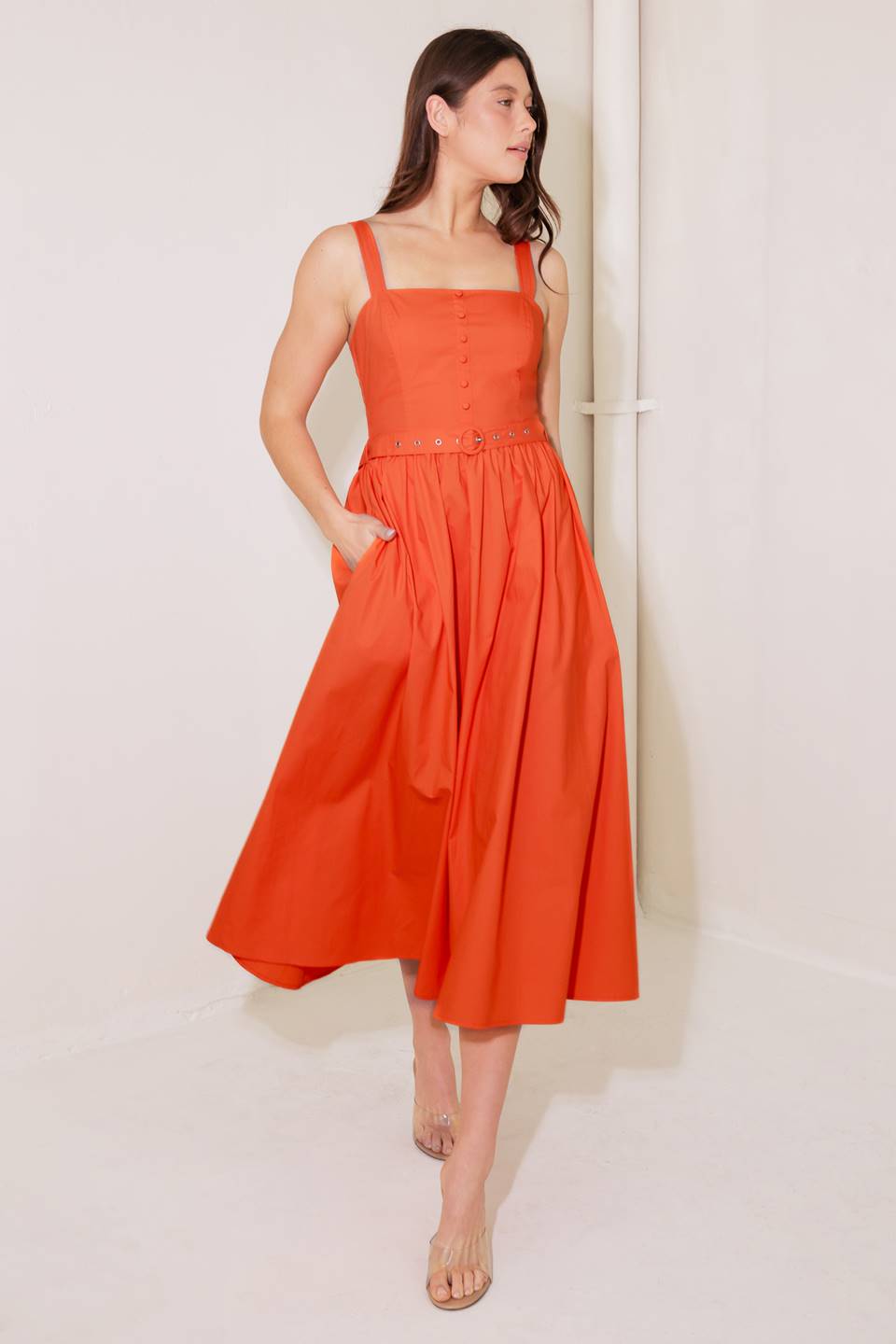 NO TIMELINE TOMATO WOVEN MIDI DRESS Flying Tomato